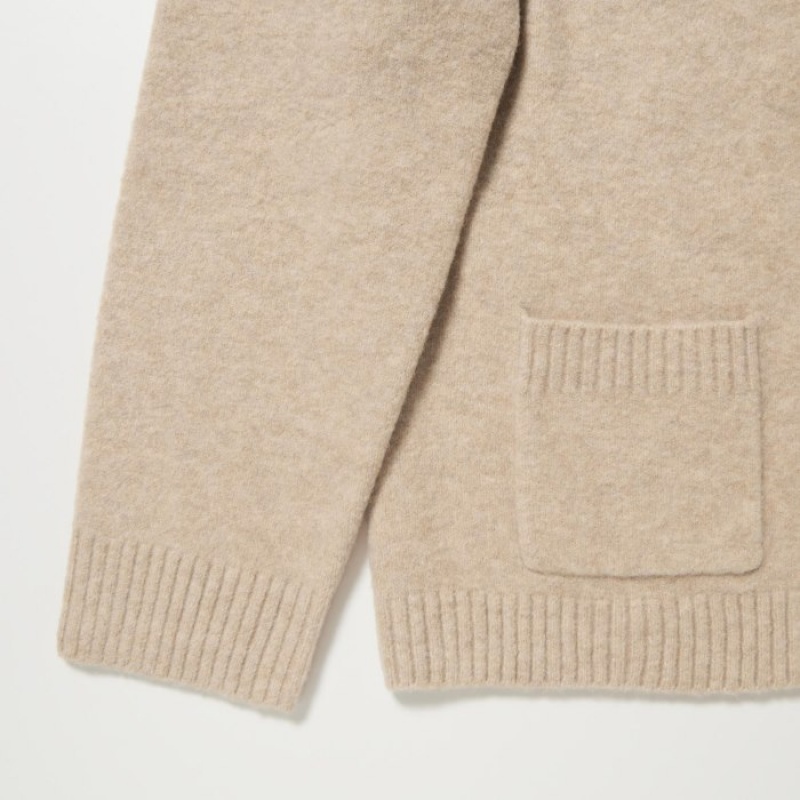 Cárdigan Uniqlo Souffle Yarn Short Mujer Beige | 402092