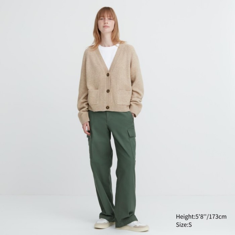 Cárdigan Uniqlo Souffle Yarn Short Mujer Beige | 402092