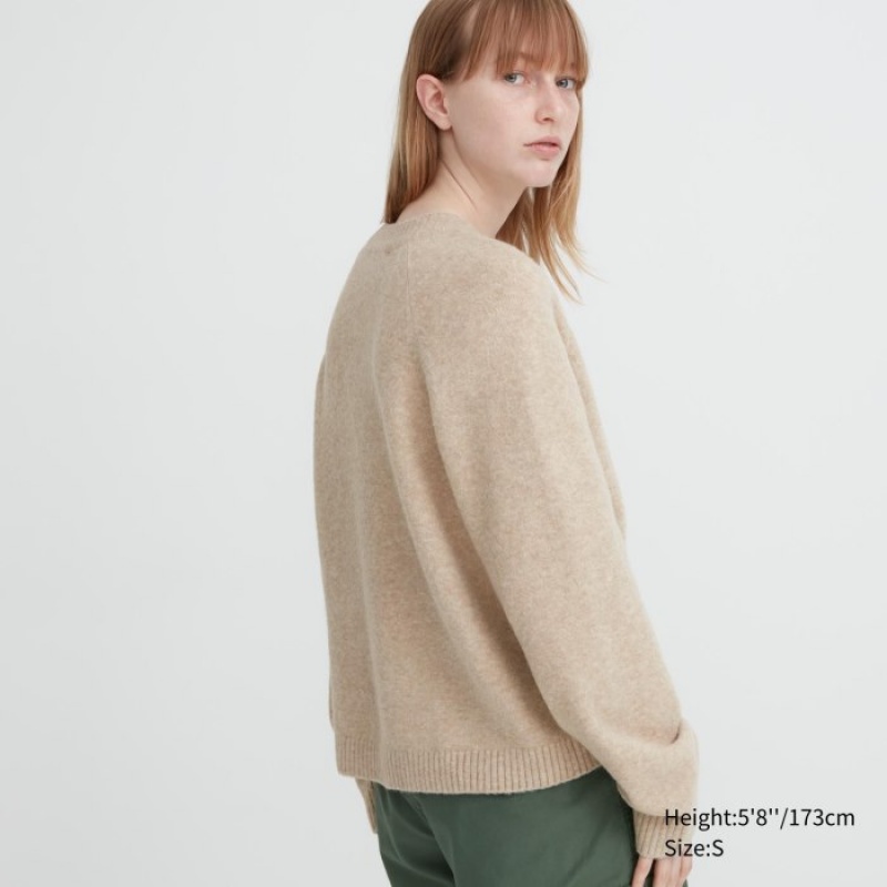 Cárdigan Uniqlo Souffle Yarn Short Mujer Beige | 402092