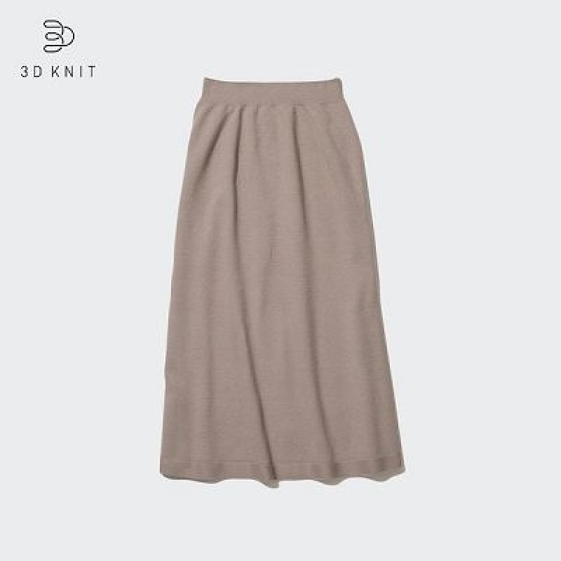 Falda Uniqlo 3D Knit Souffle Yarn Mujer Beige | 8599965