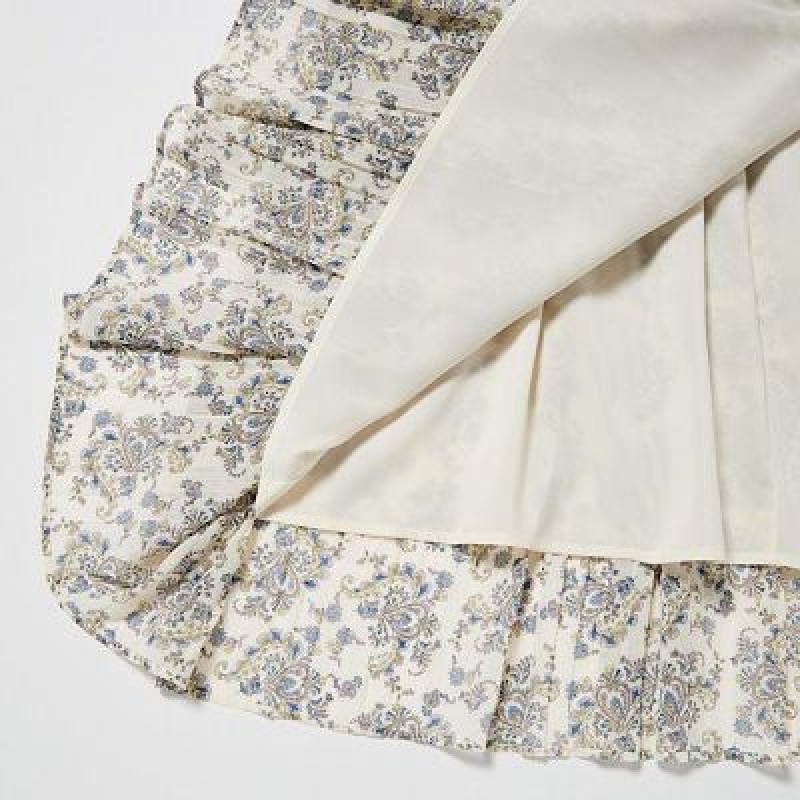 Falda Uniqlo Chiffon Pleated Mujer Blancas | 6148755