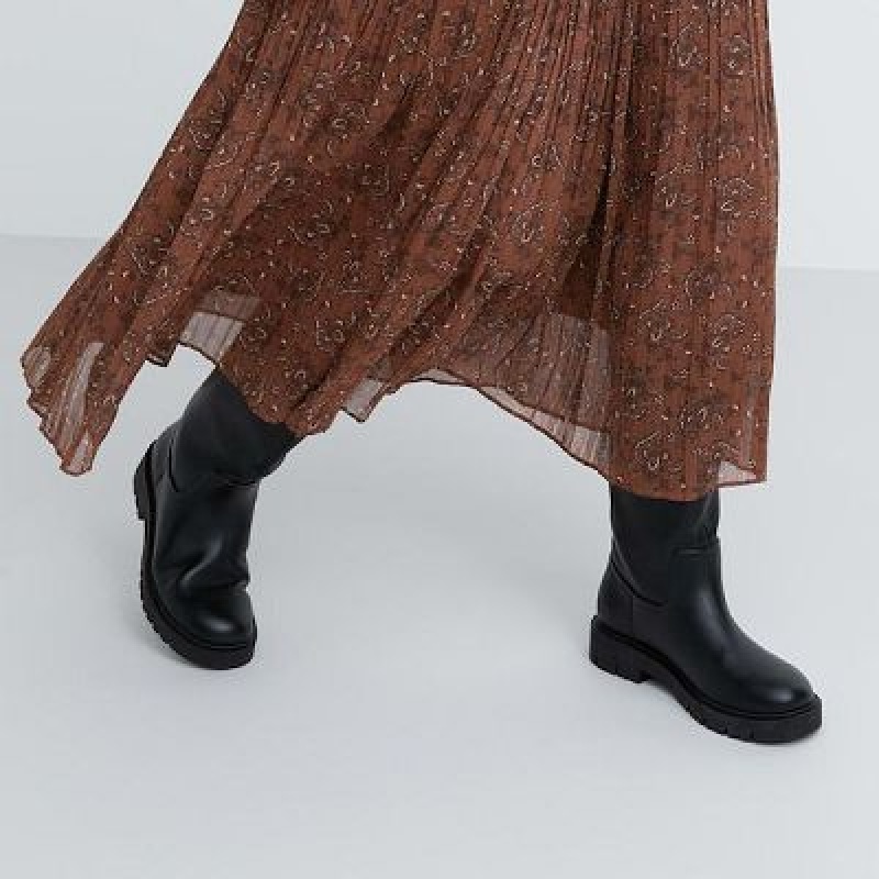 Falda Uniqlo Chiffon Pleated Mujer Marrones | 5816276
