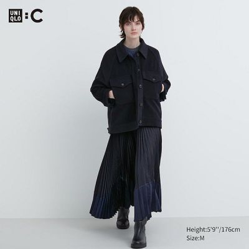 Falda Uniqlo Pleated Color Block Mujer Negras | 9613910