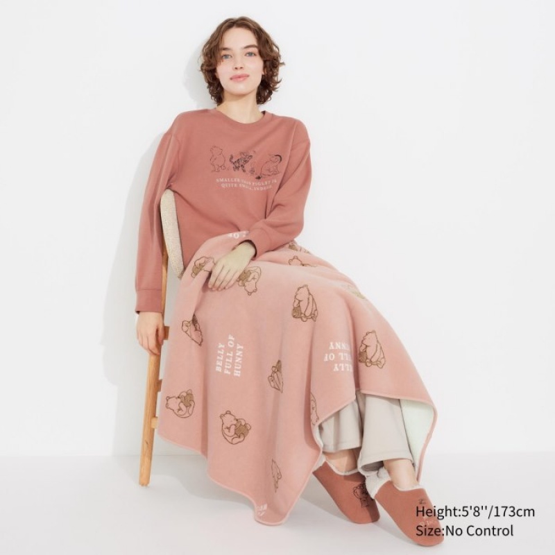 Frazada Uniqlo Winnie the Pooh Collection Fleece Reversible Mujer Rosas | 9776732