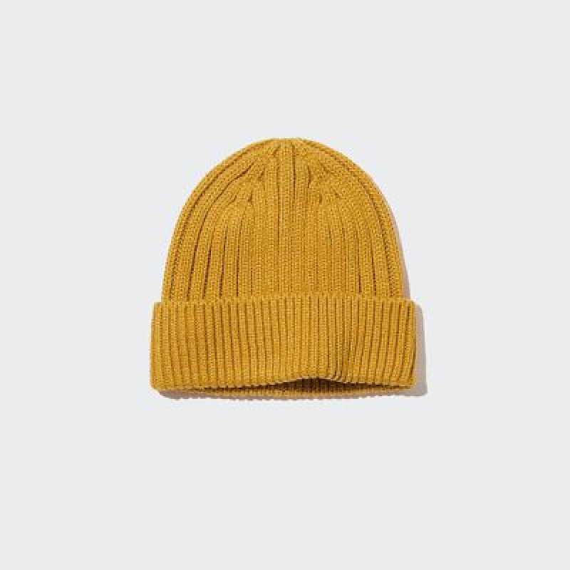 Gorro Uniqlo HEATTECH Ribbed Mujer Amarillo | 6896144