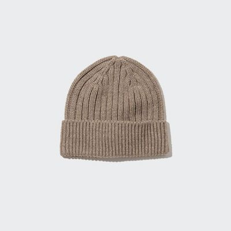 Gorro Uniqlo HEATTECH Ribbed Mujer Beige | 9875986