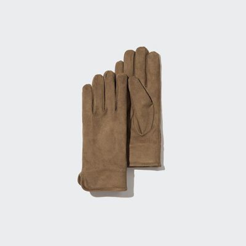 Guantes Uniqlo HEATTECH Lining Faux Suede Mujer Marrones | 9987767