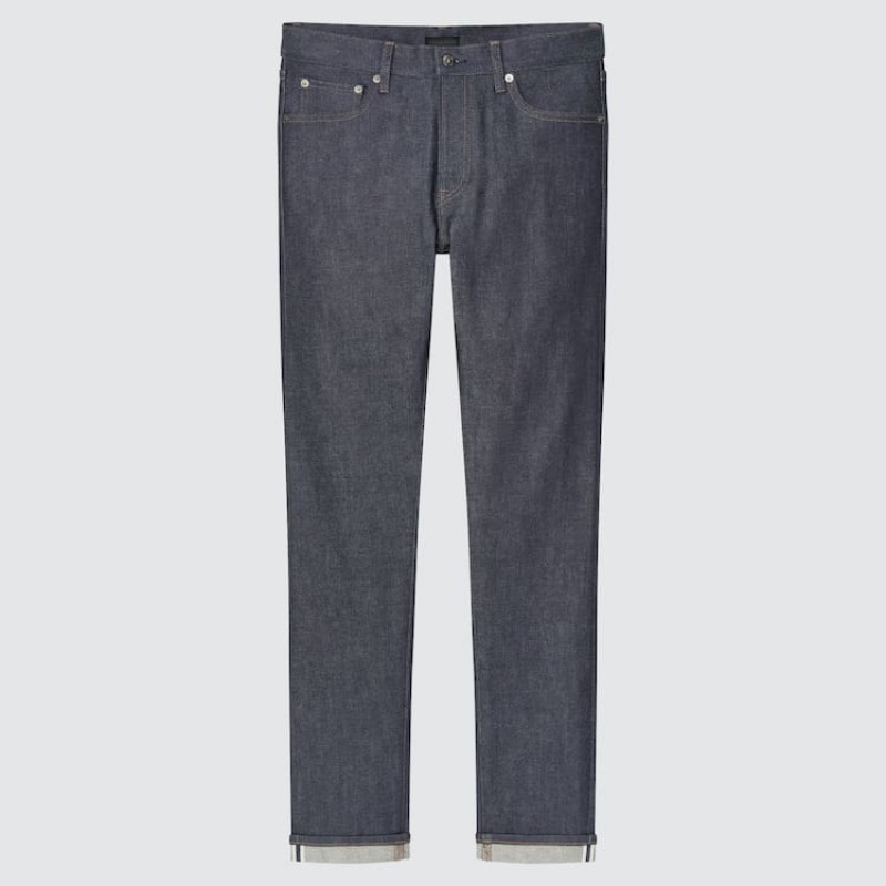 Jeans Uniqlo Selvedge Stretch Slim Fit Hombre Azul Marino | 9129188