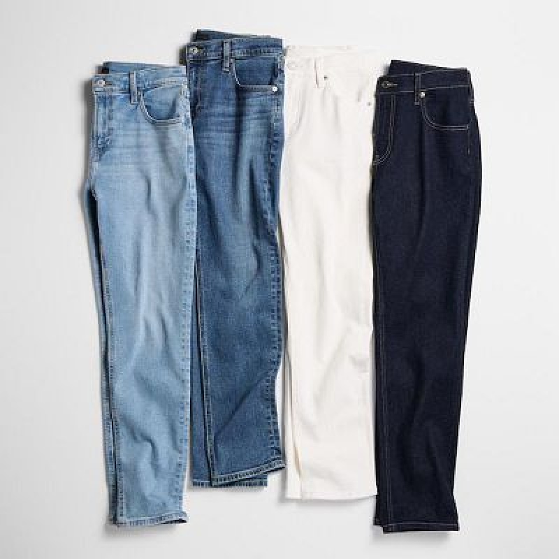 Jeans Uniqlo Stretch Slim Straight Mujer Azul Marino | 7961567