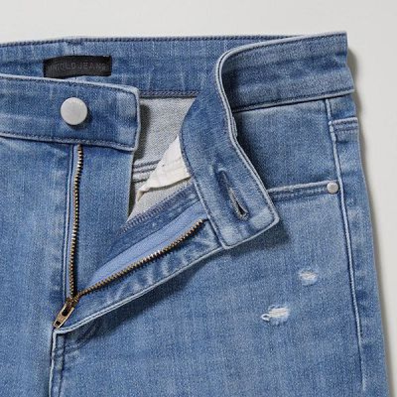 Jeans Uniqlo Ultra Stretch Distressed Mujer Azules | 9761472