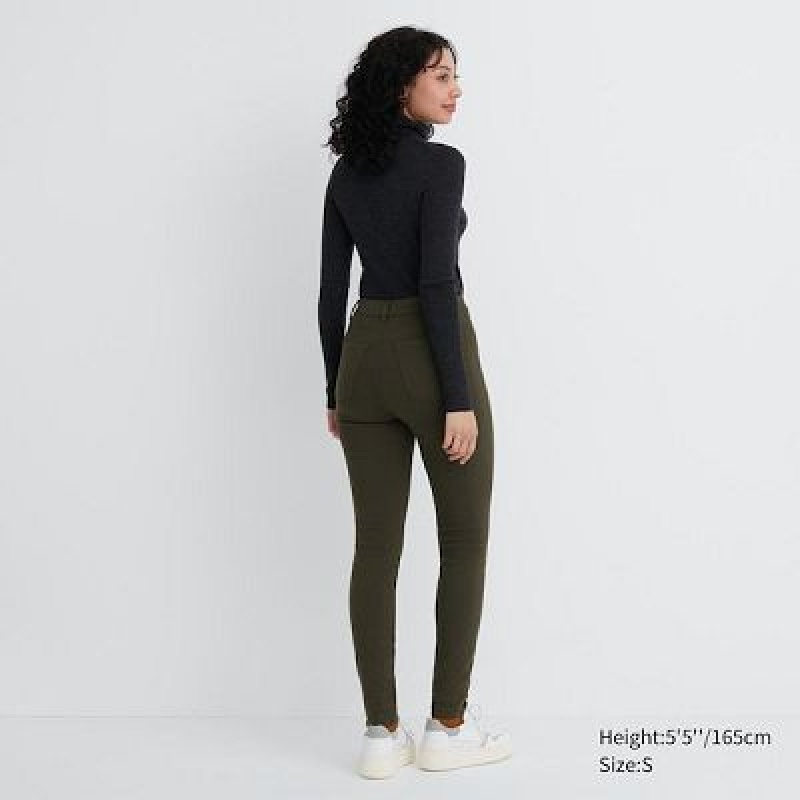 Leggins Uniqlo HEATTECH Ultra Stretch High-Rise Mujer Verde Oliva | 2831369