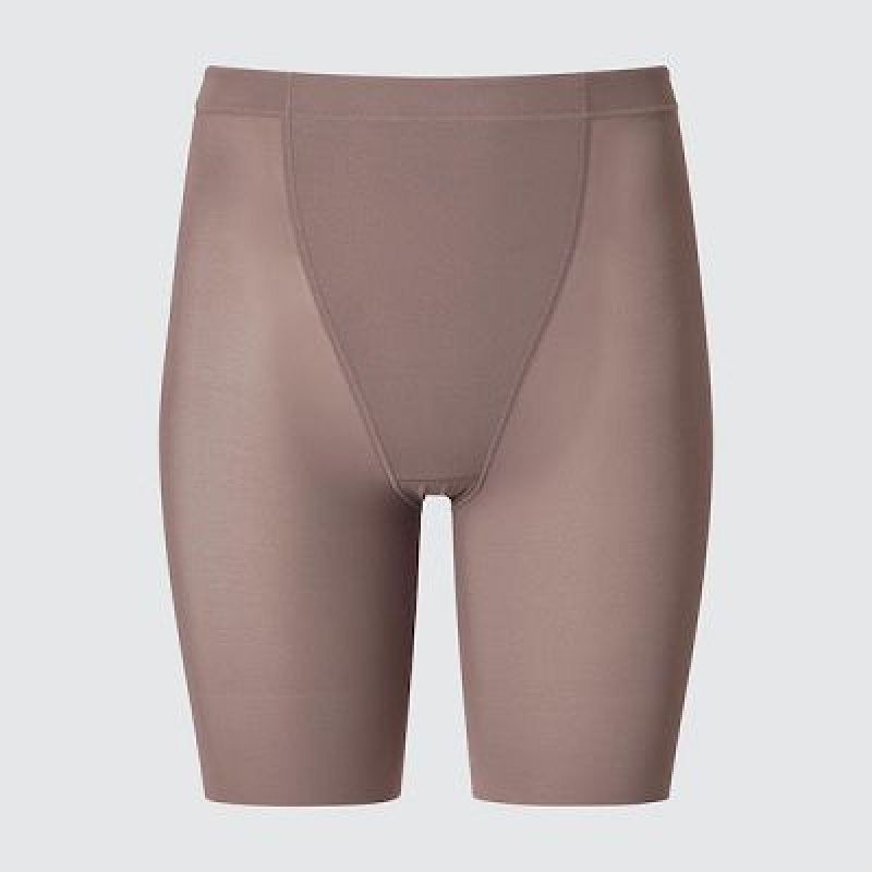 Mallas Uniqlo AIRism Support Body Shaper Unlined Half Mujer Marrones | 3329221