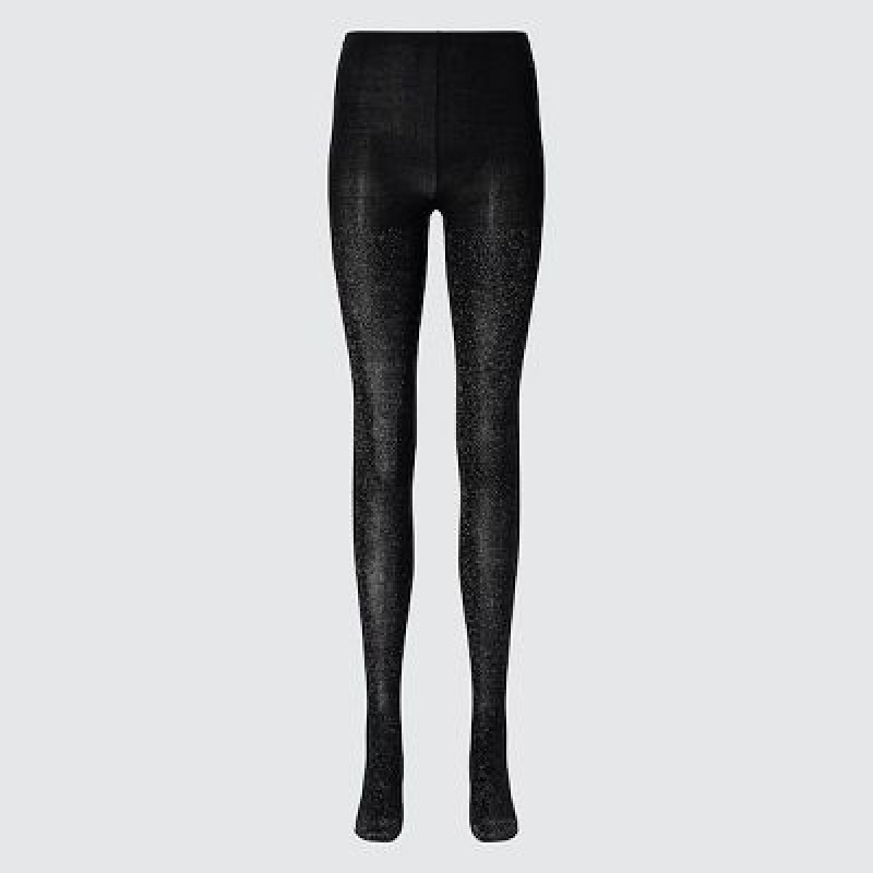 Mallas Uniqlo HEATTECH Glitter Knitted Mujer Negras | 8131871