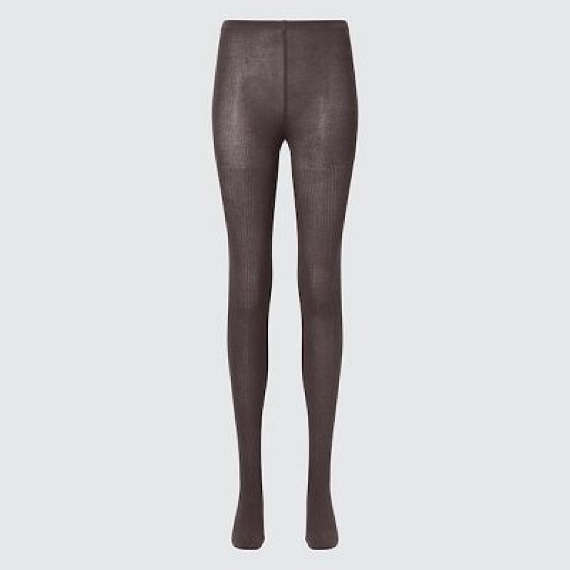 Mallas Uniqlo HEATTECH Ribbed Knitted Mujer Marrones | 2549484