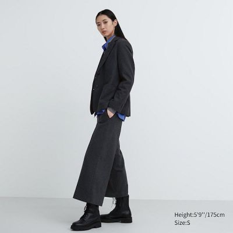 Pantalon Uniqlo Brushed Jersey Cropped Mujer Negras | 9959447