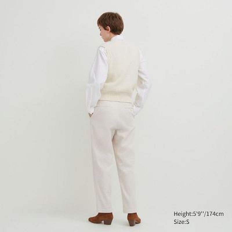 Pantalon Uniqlo Corduroy Tapered Ankle Mujer Blancas | 5752271