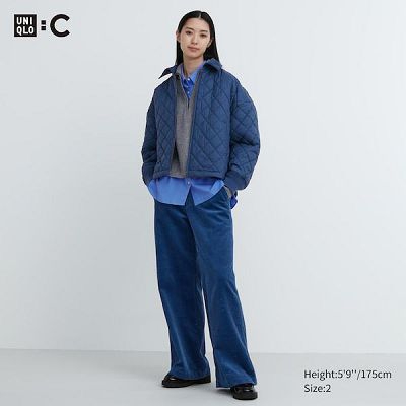 Pantalon Uniqlo Corduroy Wide Mujer Azules | 8081317