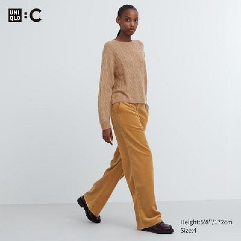 Pantalon Uniqlo Corduroy Wide Mujer Marrones | 2051416