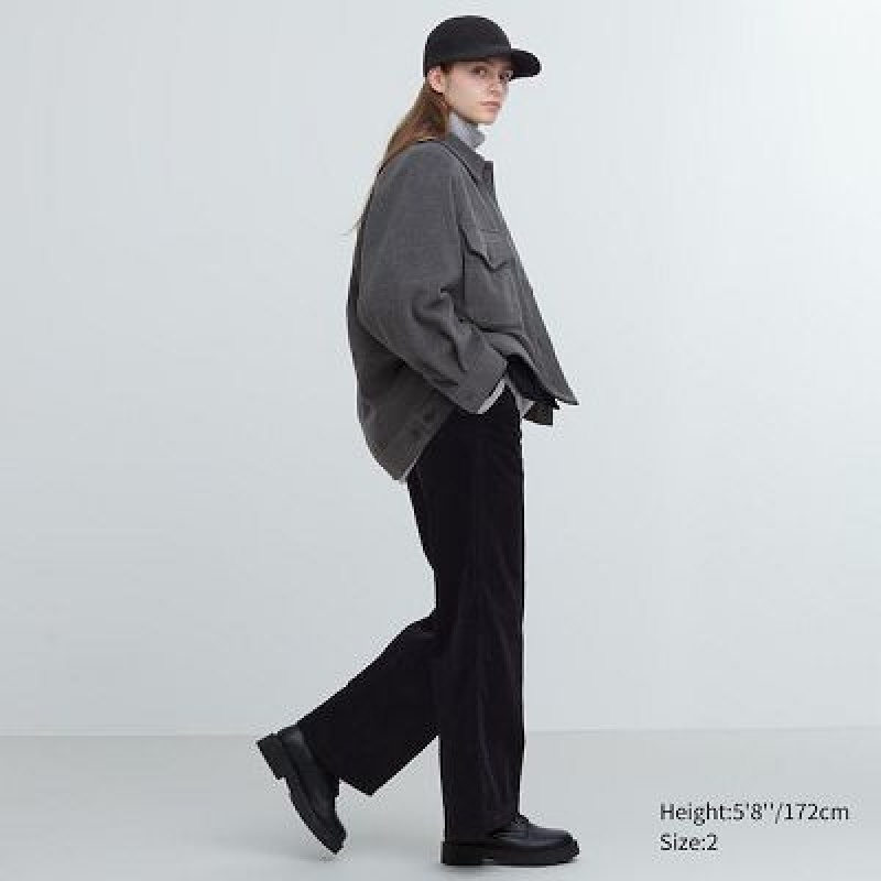 Pantalon Uniqlo Corduroy Wide Mujer Negras | 1873523