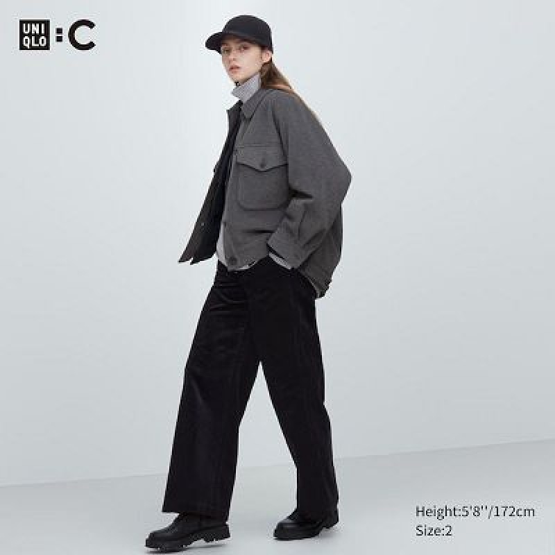Pantalon Uniqlo Corduroy Wide Mujer Negras | 1873523