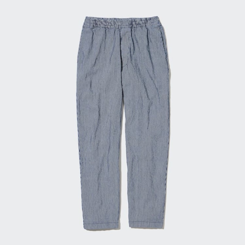 Pantalon Uniqlo Cotton Hickory Relaxed Fit Ankle Length Hombre Azules | 7573634