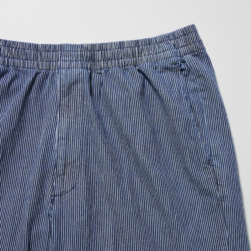 Pantalon Uniqlo Cotton Hickory Relaxed Fit Ankle Length Hombre Azules | 7573634