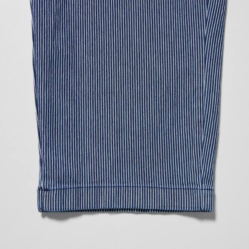 Pantalon Uniqlo Cotton Hickory Relaxed Fit Ankle Length Hombre Azules | 7573634