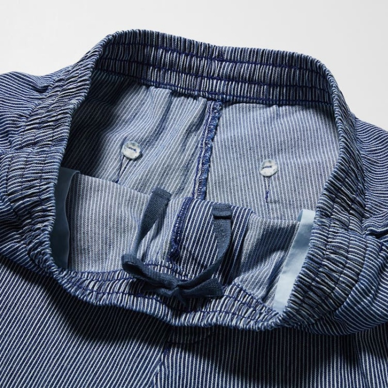 Pantalon Uniqlo Cotton Hickory Relaxed Fit Ankle Length Hombre Azules | 7573634