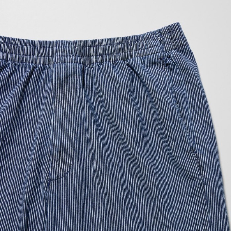 Pantalon Uniqlo Cotton Relaxed Ankle Mujer Azules | 8101517