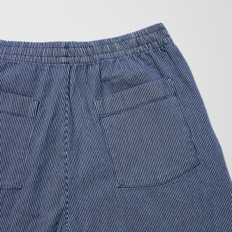 Pantalon Uniqlo Cotton Relaxed Ankle Mujer Azules | 8101517