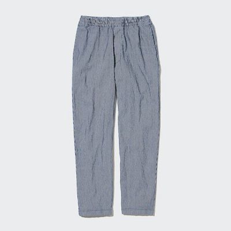 Pantalon Uniqlo Cotton Relaxed Ankle Mujer Azules | 5336677