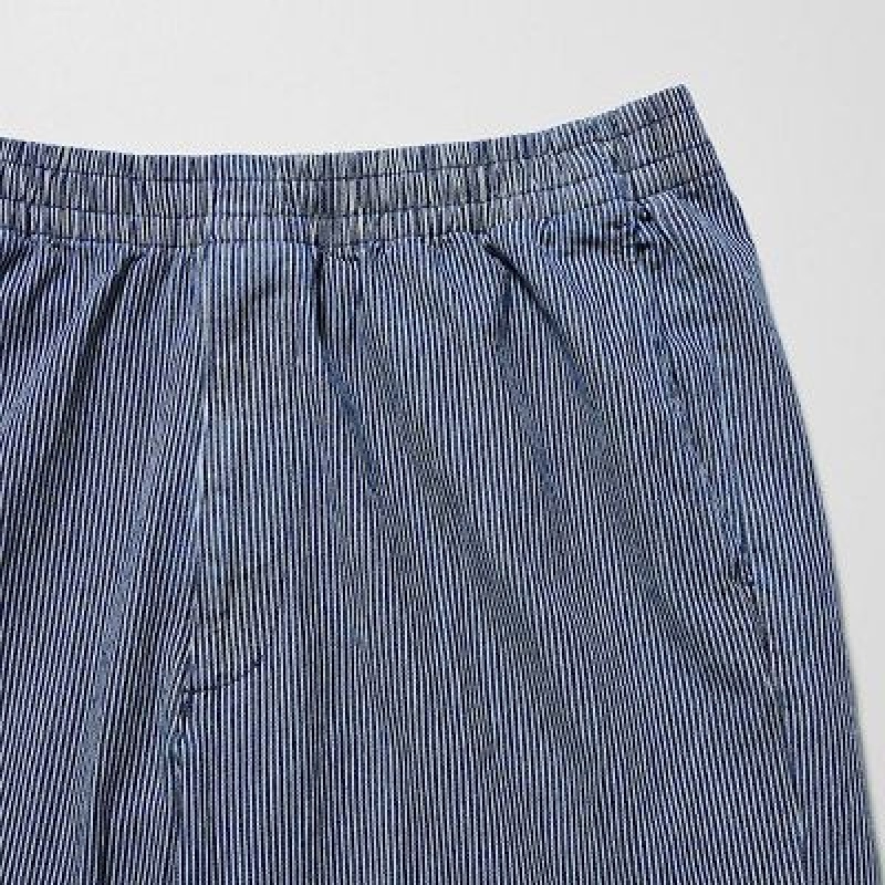 Pantalon Uniqlo Cotton Relaxed Ankle Mujer Azules | 5336677