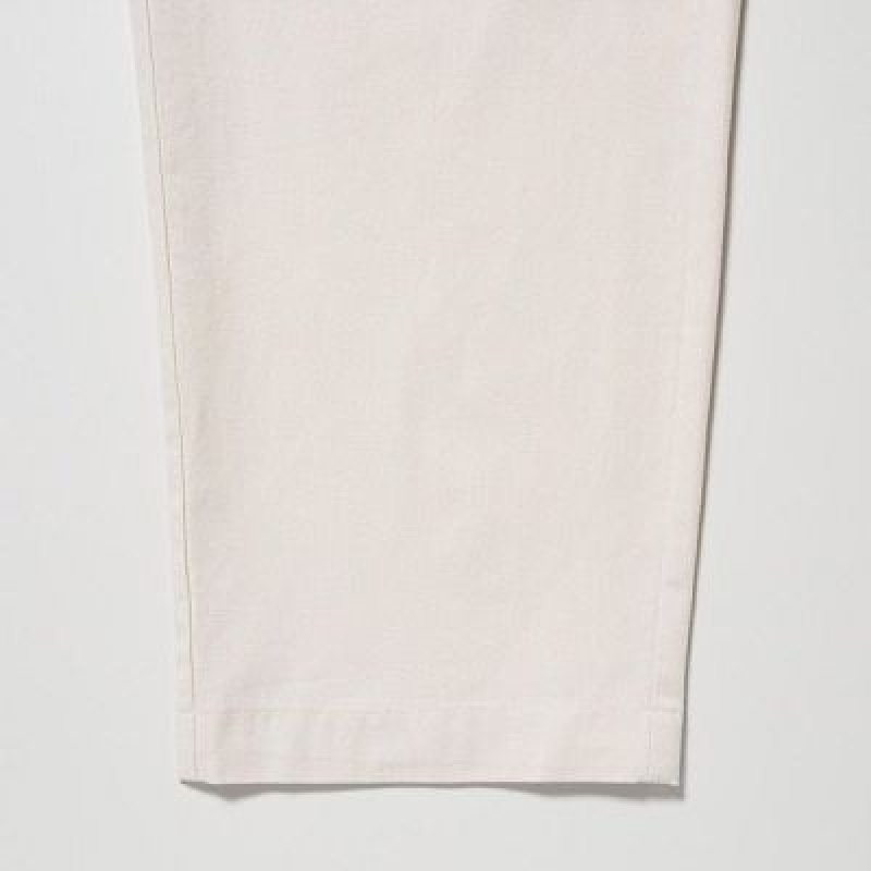 Pantalon Uniqlo Cotton Relaxed Ankle Mujer Blancas | 415184
