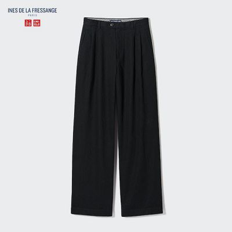 Pantalon Uniqlo Denim Wide-Fit Pleated Mujer Azul Marino | 8083782