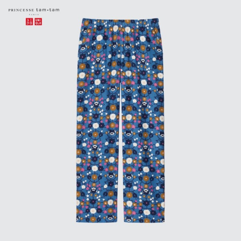 Pantalon Uniqlo Flannel Lounge Mujer Azules | 5561327