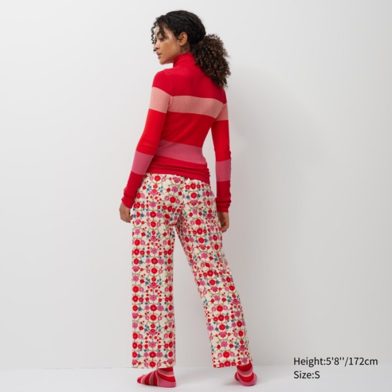Pantalon Uniqlo Flannel Lounge Mujer Rojas | 3768021