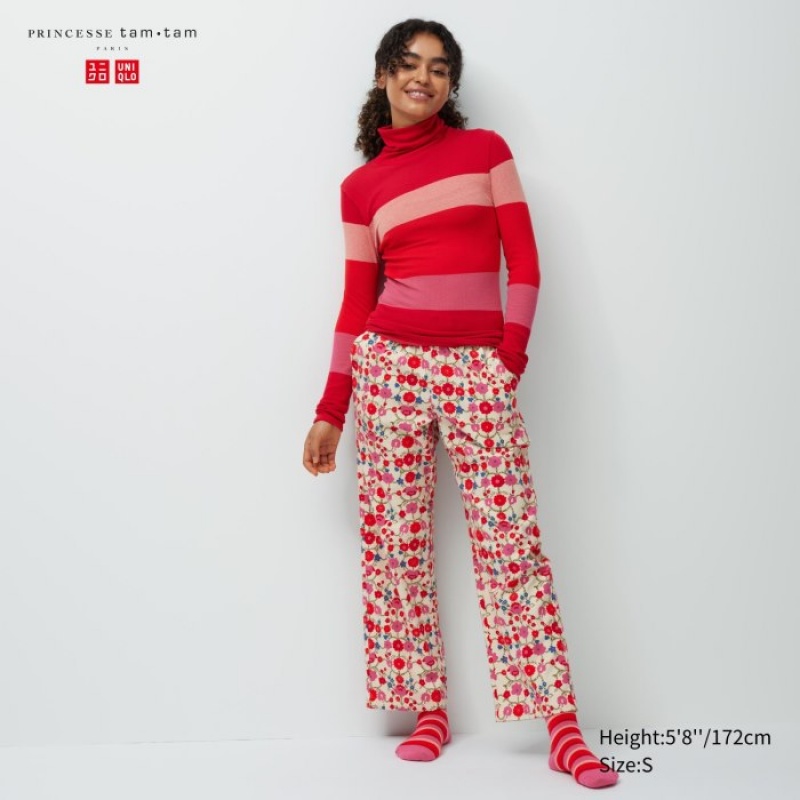 Pantalon Uniqlo Flannel Lounge Mujer Rojas | 3768021