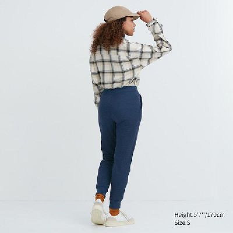 Pantalon Uniqlo HEATTECH Pile Lined Sweat Mujer Azules | 3372796