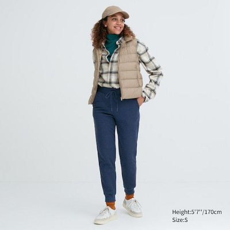 Pantalon Uniqlo HEATTECH Pile Lined Sweat Mujer Azules | 3372796