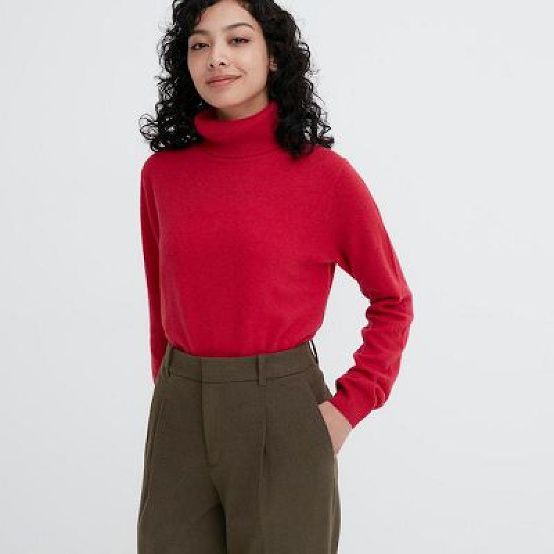 Pantalon Uniqlo HEATTECH Pleated Tapered Mujer Verde Oliva | 7685622