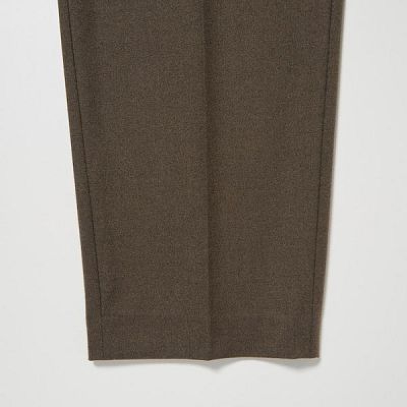 Pantalon Uniqlo HEATTECH Pleated Tapered Mujer Verde Oliva | 7685622