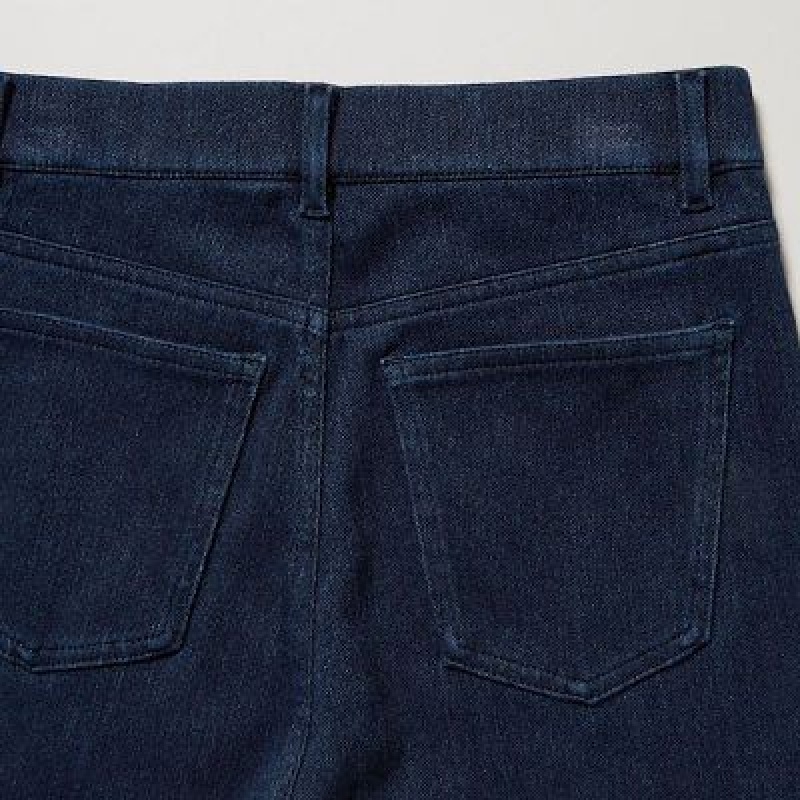 Pantalon Uniqlo HEATTECH Ultra Stretch High-Rise Denim Mujer Azules | 2102433