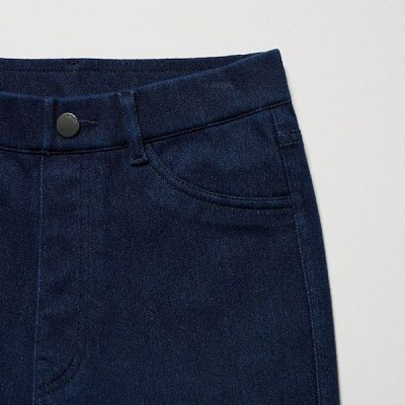 Pantalon Uniqlo HEATTECH Ultra Stretch High-Rise Denim Mujer Azules | 6153004