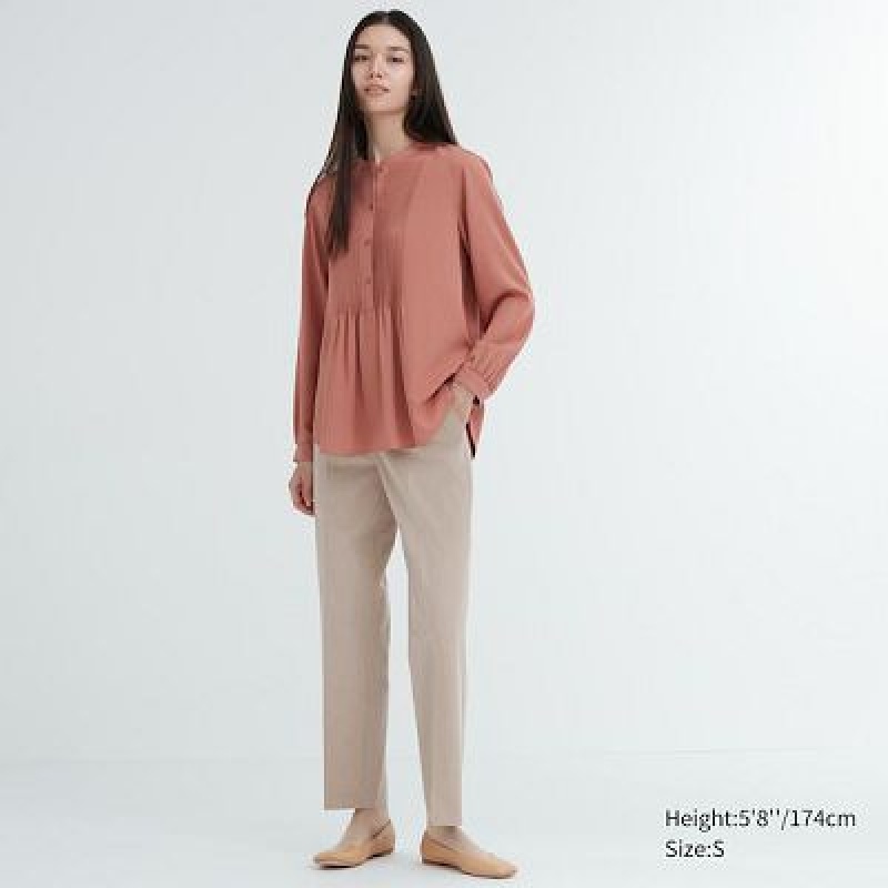 Pantalon Uniqlo Smart Ankle (2-Way Stretch, Tall) Mujer Beige | 8298007