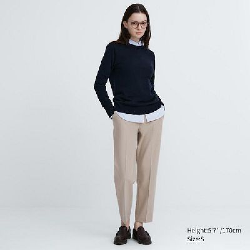 Pantalon Uniqlo Smart Ankle (2-Way Stretch) Mujer Beige | 5593028