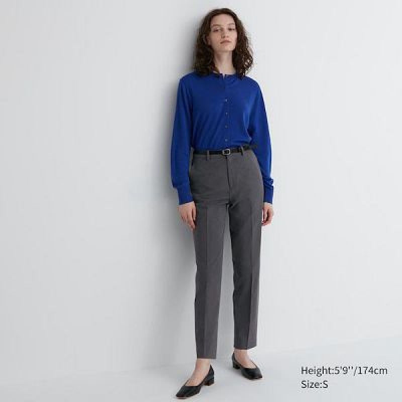 Pantalon Uniqlo Smart Ankle (2-Way Stretch, Tall) Mujer Gris | 8570532