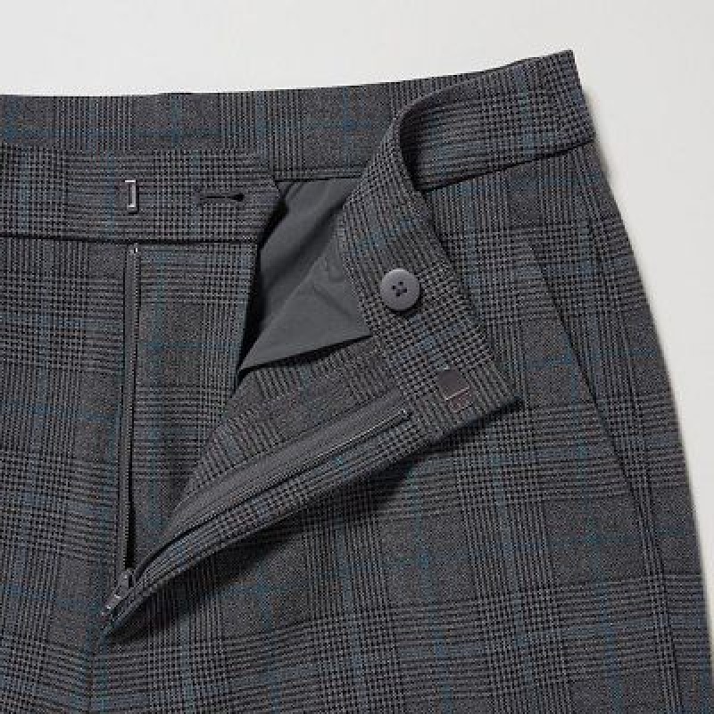 Pantalon Uniqlo Smart Ankle (2-Way Stretch Glen Check) Mujer Gris | 2788496