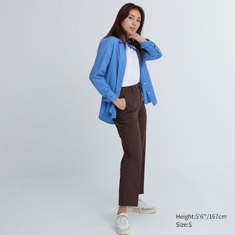 Pantalon Uniqlo Smart Ankle (2-Way Stretch) Mujer Marrones | 2364755