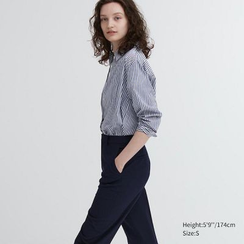 Pantalon Uniqlo Smart Ankle (2-Way Stretch, Tall) Mujer Negras | 8098630