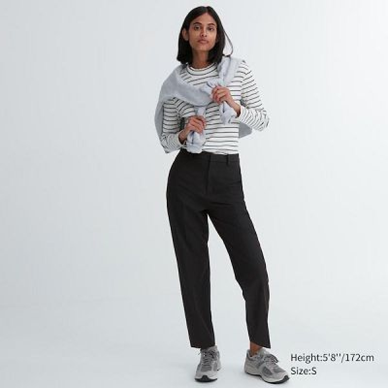 Pantalon Uniqlo Smart Ankle (2-Way Stretch, Tall) Mujer Negras | 8098630